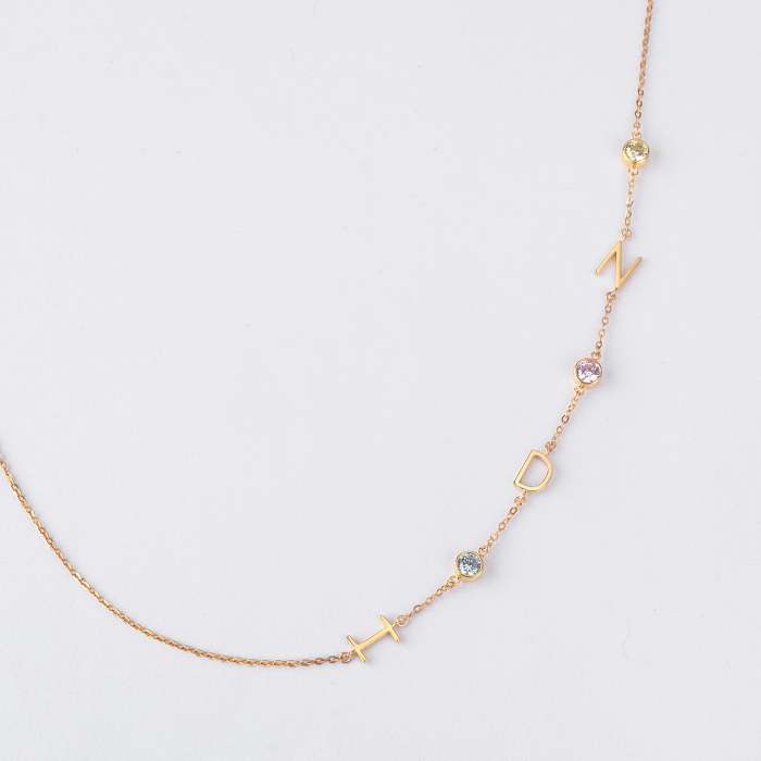 Sideway Initial Necklace With Birthstone