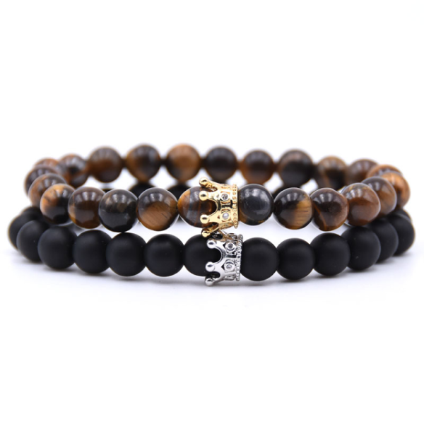 King and Queen Crown Bracelets for Couples [Set of 2]