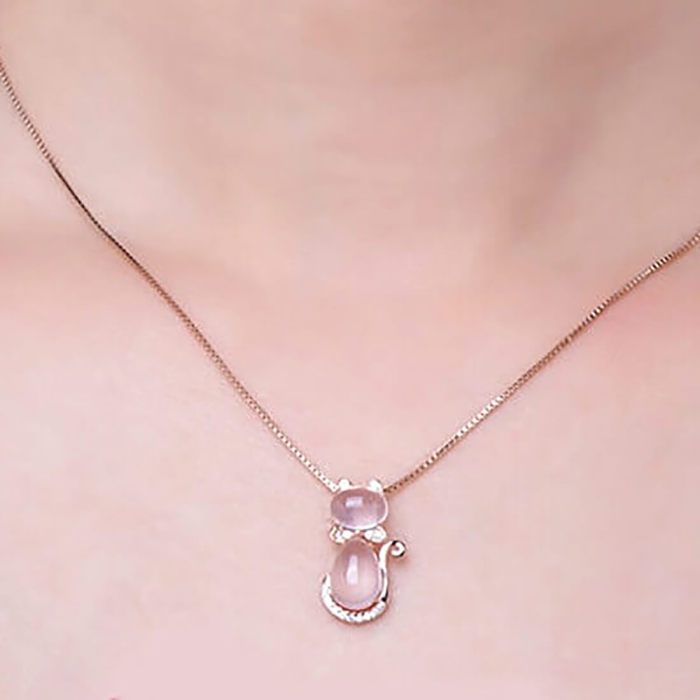Pink Cat Jewelry Set