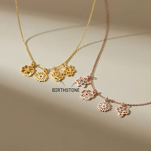 Birth Flower Charm Necklace