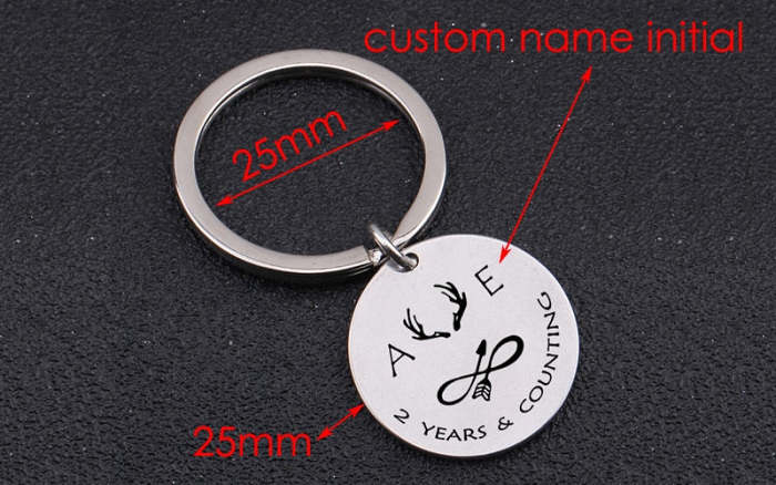 INITIAL ANNIVERSARY Engraved Key Chain for Couples