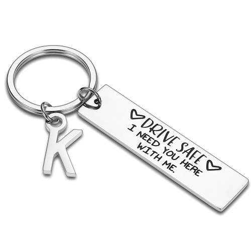 Drive Safe Keychain With Custom Initials Charm