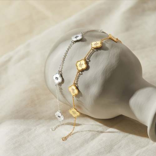 Clover Bracelet With Initial For Mom