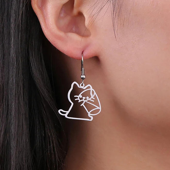 Drinking Cat Earrings