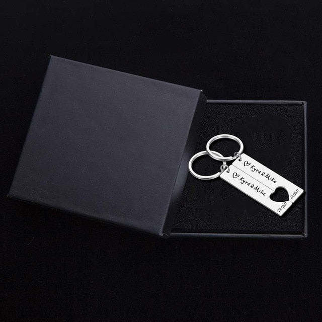Name Keychain For Couples With Gift Box