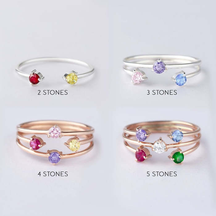 Family Birthstone Mom Ring