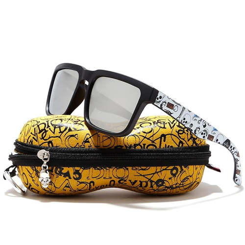 Polarized Sunglasses For Men With Skull Zipper Peanut Case