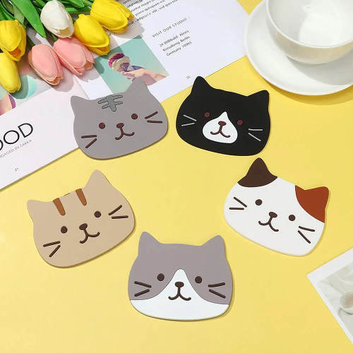 Cat Face Mug Coaster Set