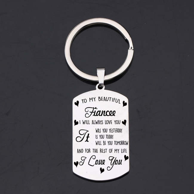 Fiance & Fiancee Engraved Couple Keychain