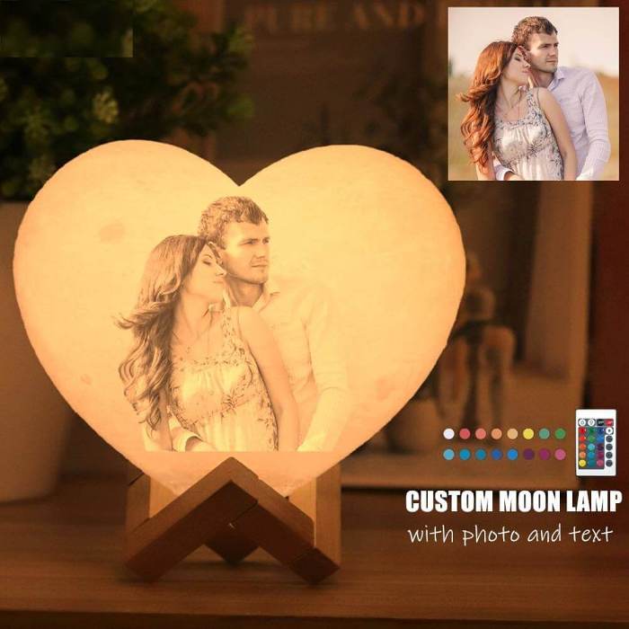 3D Heart Shape Moon Lamp Light