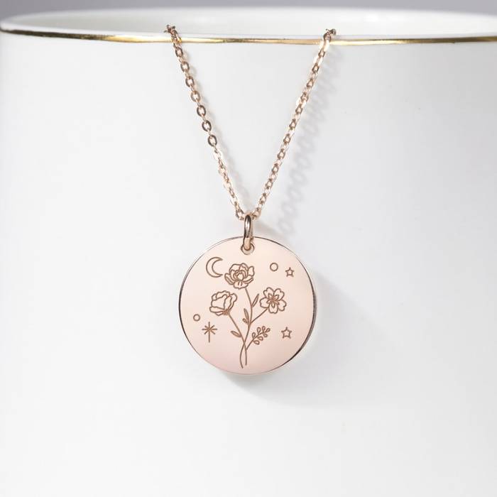 Mom Necklace With Birth Month Flower