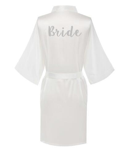 Navy Blue Satin Bridal Shower Robes With Silver Letters