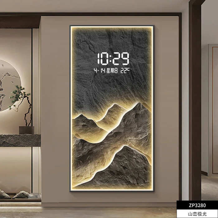 Digital Mountain Scenary Wall Clock