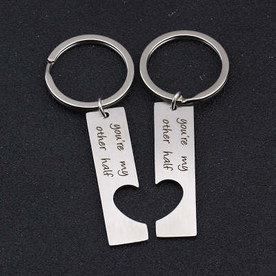 YOU'RE MY OTHER HALF Engraved Key Chain for Couples - 2 PCs