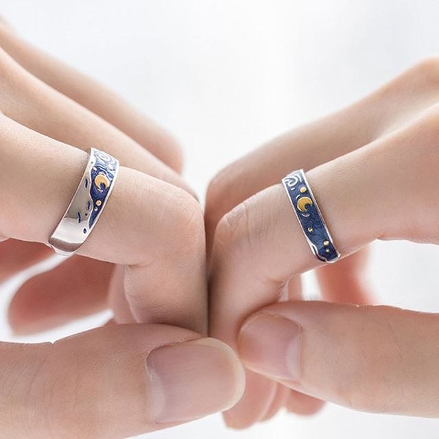 Van Gogh Starry Sky Open Rings