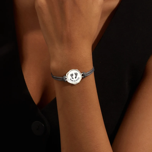 Baby Footprint Leather Bracelet - Wax Seal