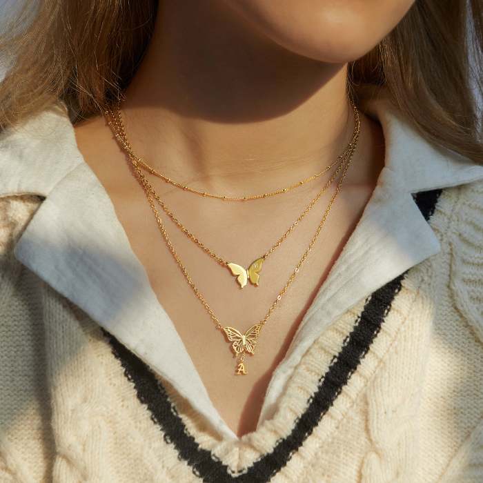 Initial Butterfly Necklace