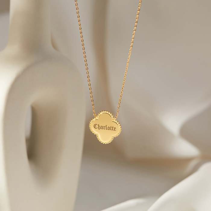 4 Leaf Clover Name Necklace