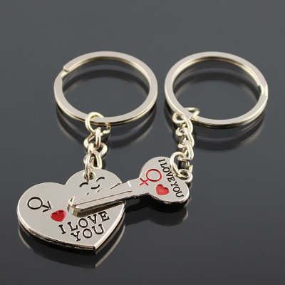 Heart Lock and Key Keychain for Couples