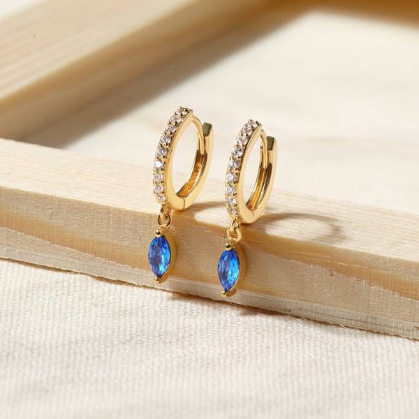 Birthstone Huggie Earrings - CZ Hoops