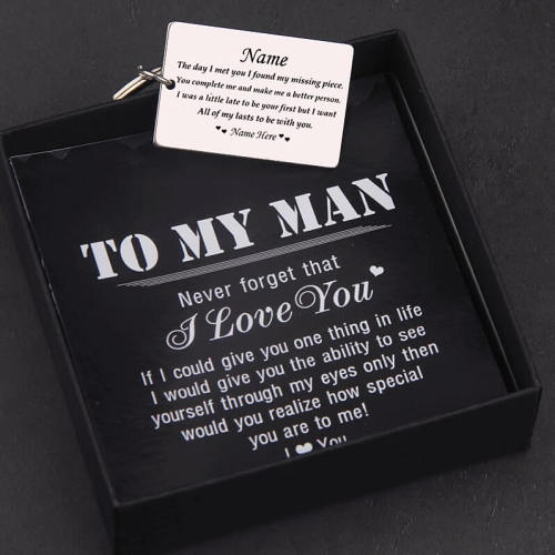 You Complete Me Personalized Engraved Keychain for Him With Gift Box