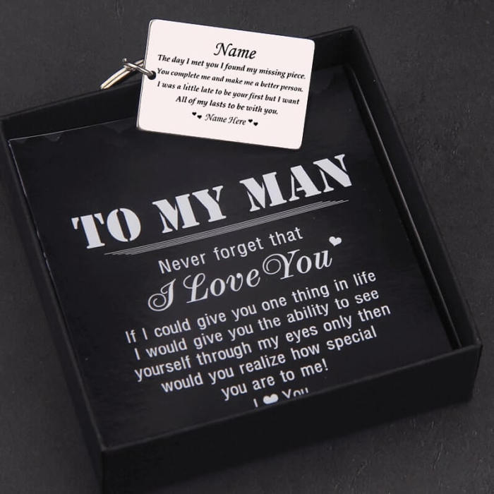 You Complete Me Personalized Engraved Keychain for Him With Gift Box