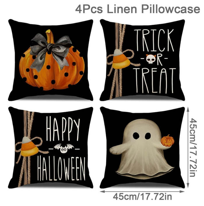 Halloween Theme Linen Cushion Covers