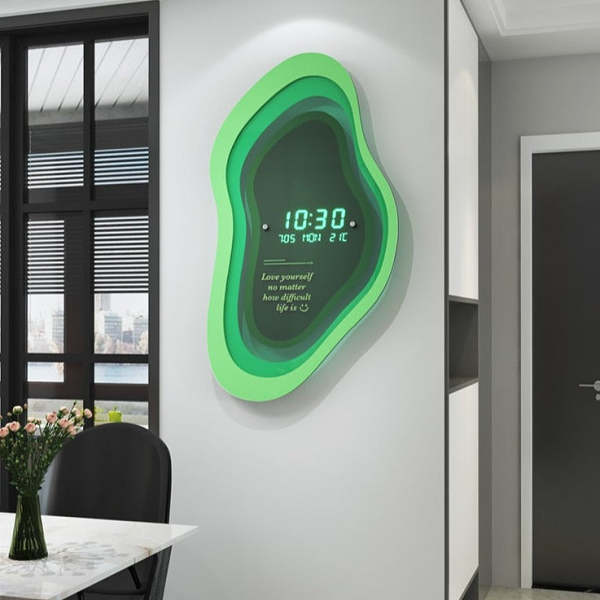 Neon LED Wall Cloud with Calendar & Temperature