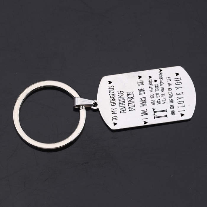 Fiance & Fiancee Engraved Couple Keychain