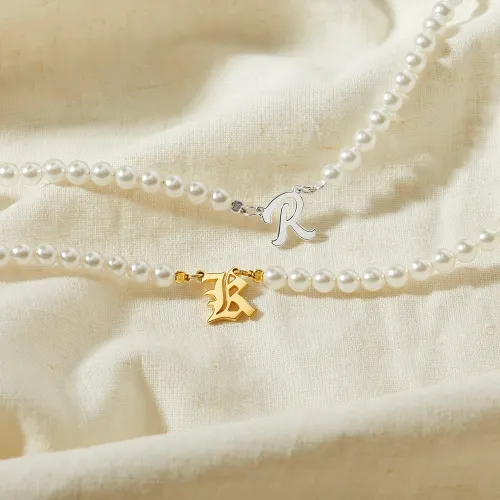 Custom Initial Pearl Necklace