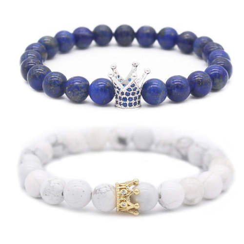 Blue and White Matching Crown Bracelets For Couples | Distance Bracelets [Set of 2]