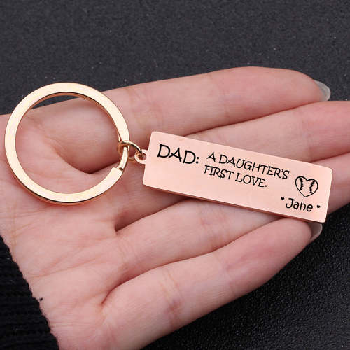DAUGHTER'S FIRST LOVE Engraved Key Chain for Dad