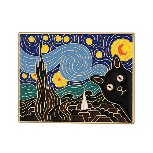 Van Gogh Cat Pin