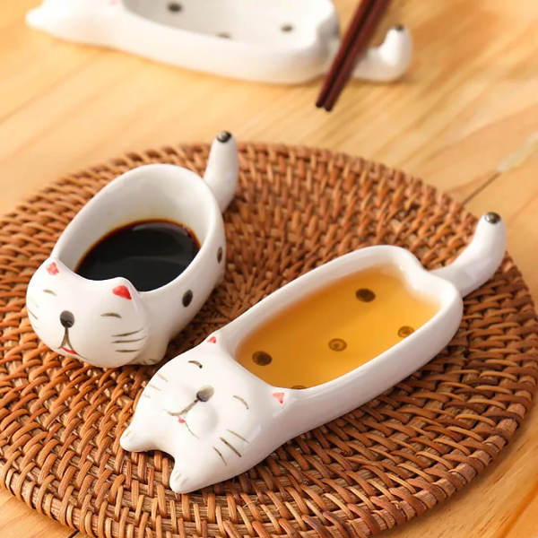Sleepy Cat Dish Set