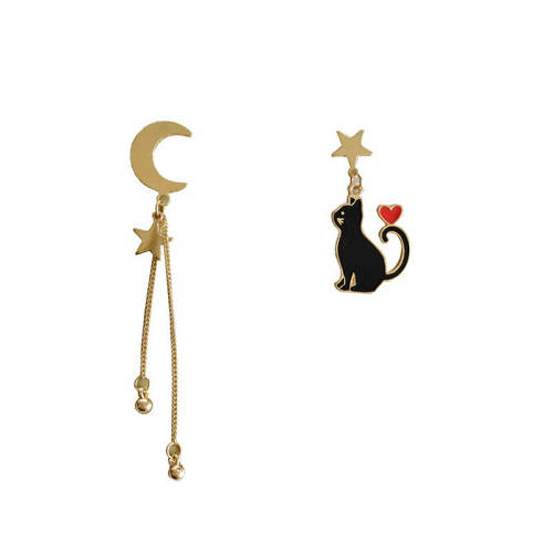 Cat Starry Moon Earrings