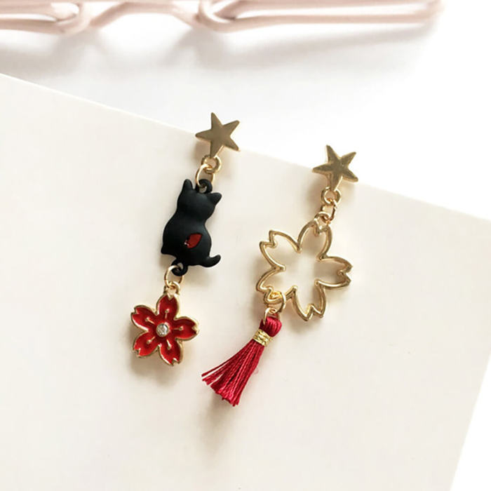 Cat Starry Moon Earrings