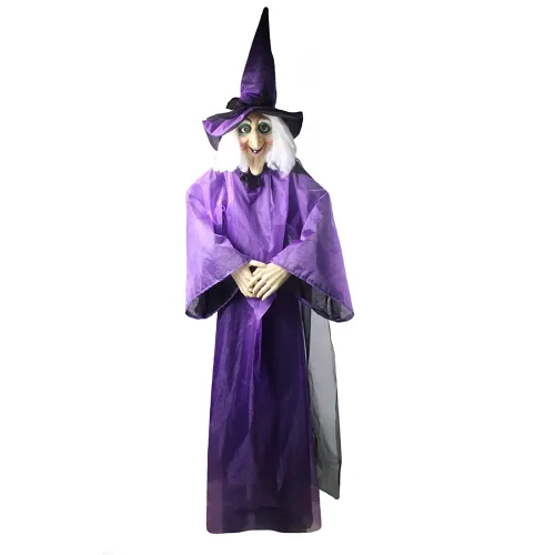 Creepy Witch Hanging Halloween Prop With Red Flashing Eyes