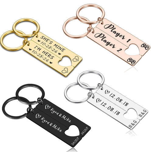 Name Keychain For Couples With Gift Box