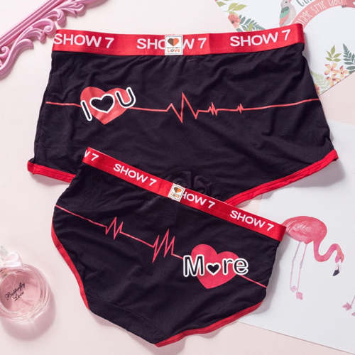 I Love You Printed Couples Matching Underwear Set