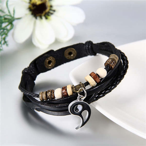 Matching Leather Yin Yang Couples Bracelets Set of 2