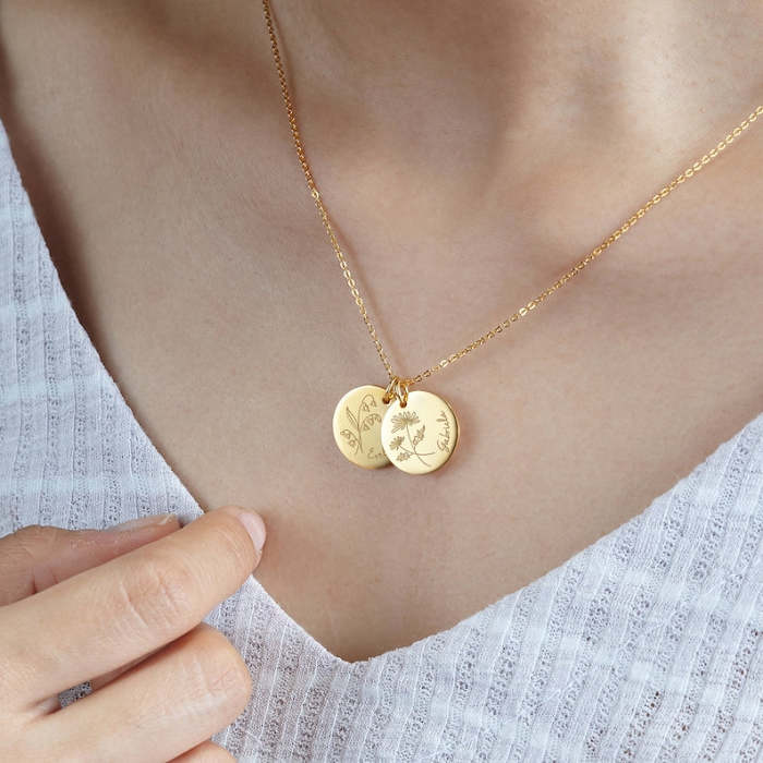 Birth Month Flower Necklace For Mom - Disc