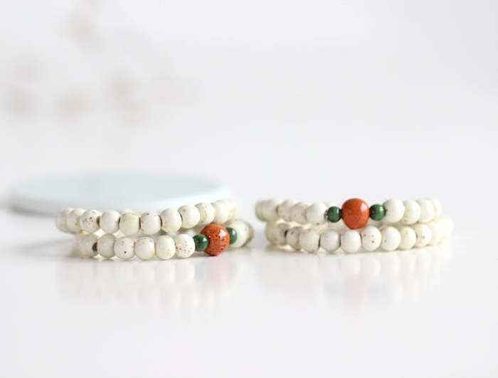 White Ceramic Beads Couple Bracelet
