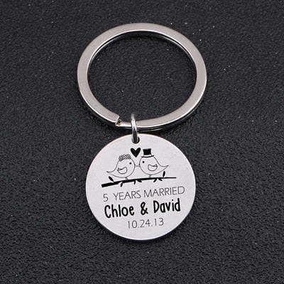 ANNIVERSARY SOUVENIR Engraved Key Chain for Couples