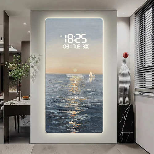 Abstract Artwork Digital Display Wall Clock