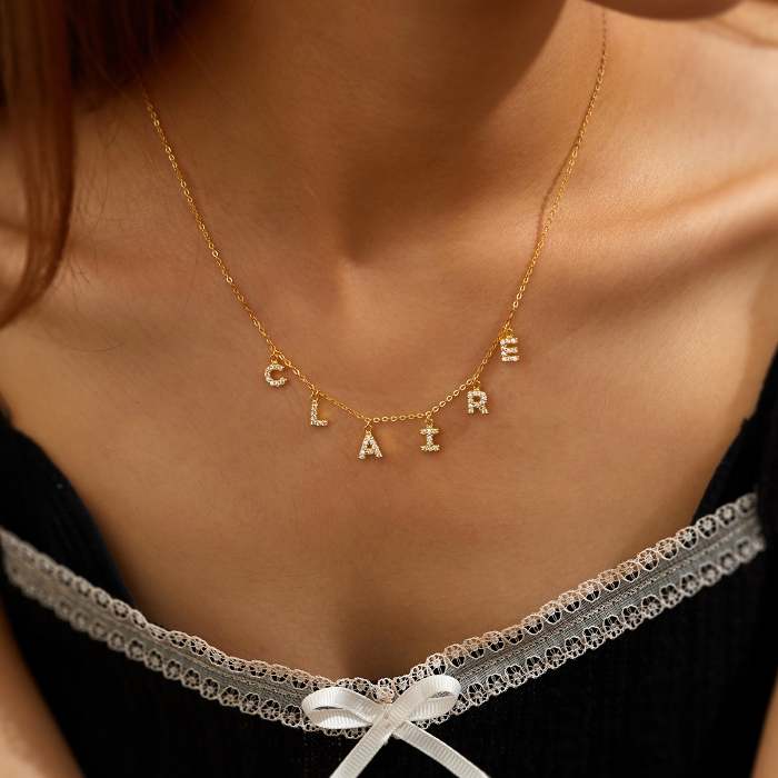 Custom Pave Initials Name Necklace