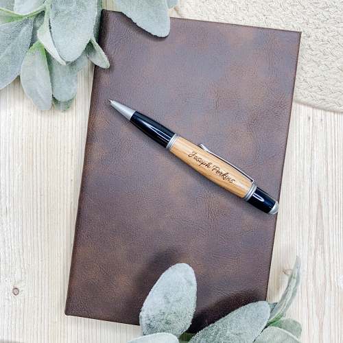 Whiskey Barrel Wood Turned Personalized Ink Pen