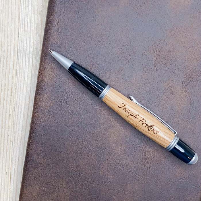 Whiskey Barrel Wood Turned Personalized Ink Pen