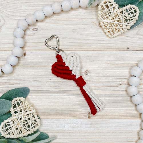 Valentine's Day Macramé Heart Keychain
