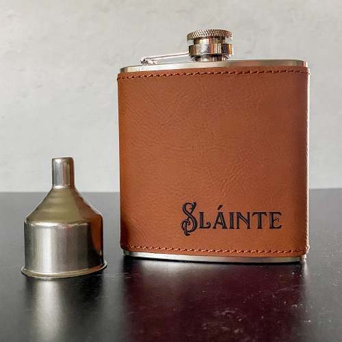 Slainte Leather or Wood & Stainless Flask