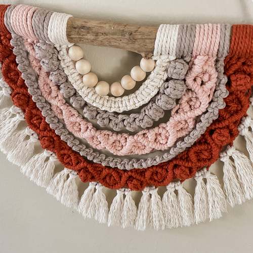 Macramé Bohemian Desert Colors Small Half Mandala Wall Hanging